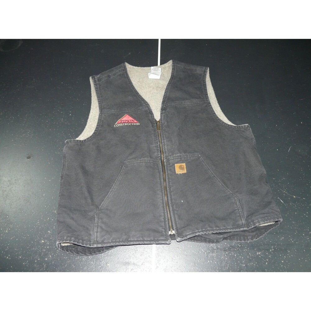 Carhartt Sherpa Lined Canvas Vest Black Men's XL Distressed Work Y2K | V26 BLK